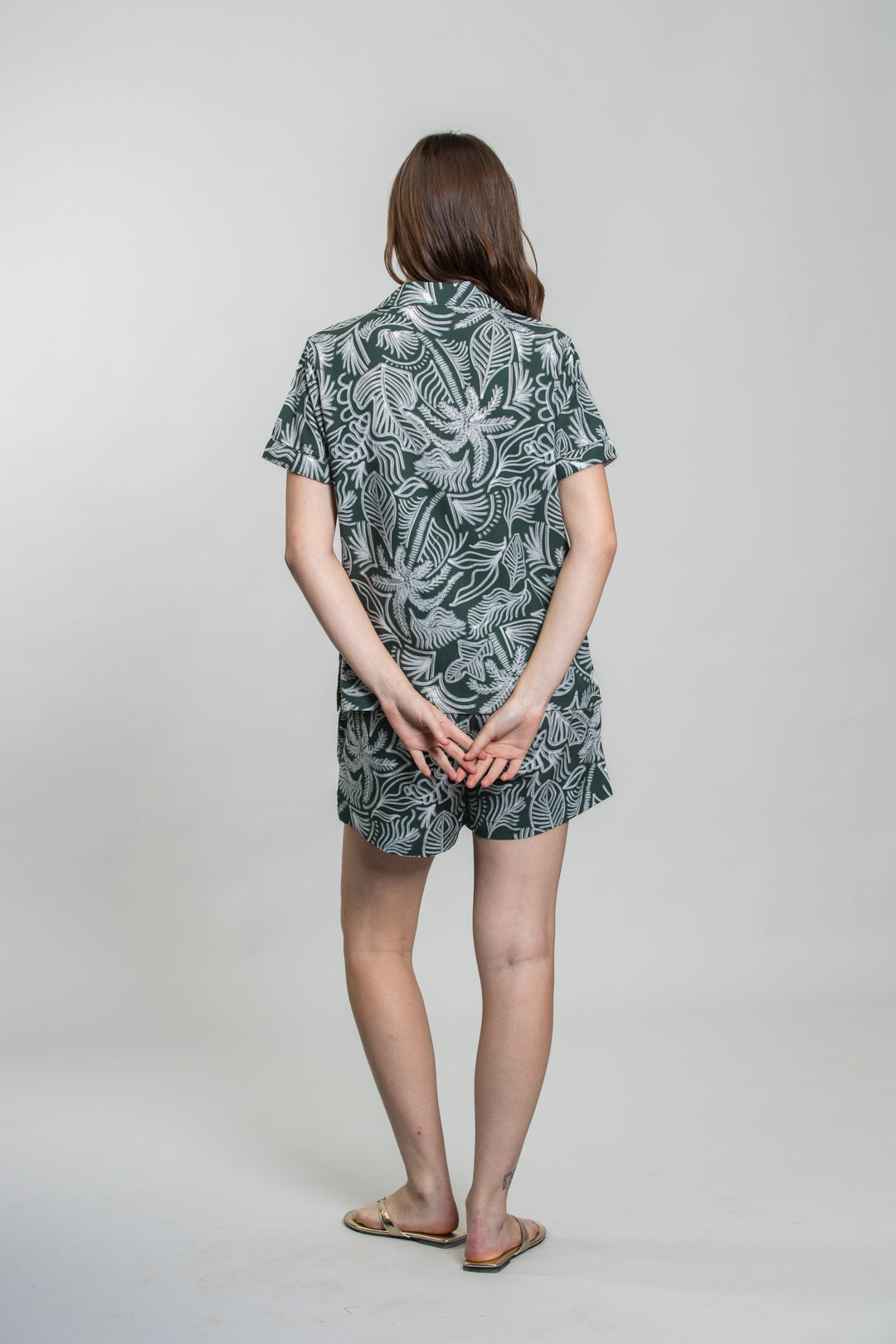 Eden Green Printed Cotton Blend Women's Shorts Set- Half Sleeves