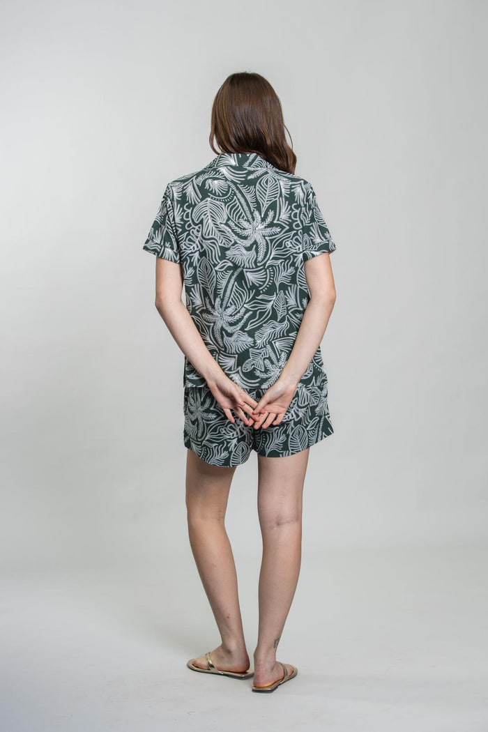 Eden Green Printed Cotton Blend Women's Shorts Only