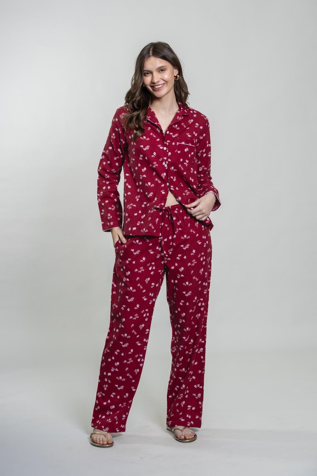 Daphne Ditsy Printed Cotton Blend Women's Pajama Set- Full Sleeves