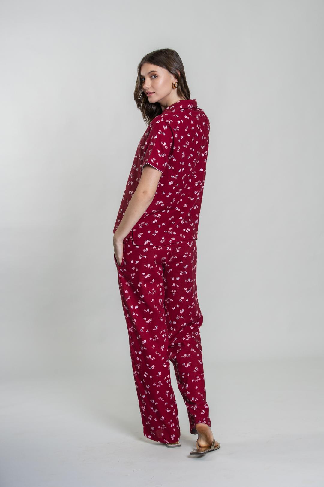 Daphne Ditsy Printed Cotton Blend Women's Pajama Set- Half Sleeves