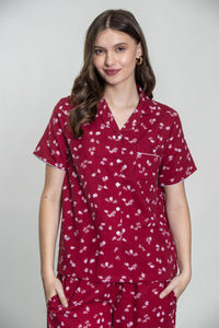 Daphne Ditsy Printed Cotton Blend Women's Pajama Set- Half Sleeves