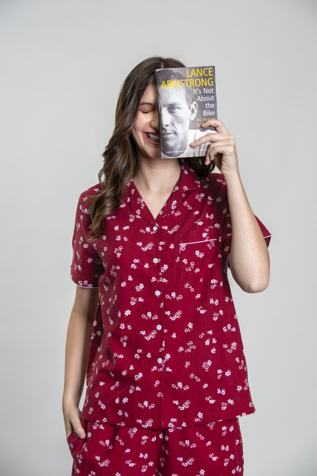 Daphne Ditsy Printed Cotton Blend Women's Pajama Set- Half Sleeves