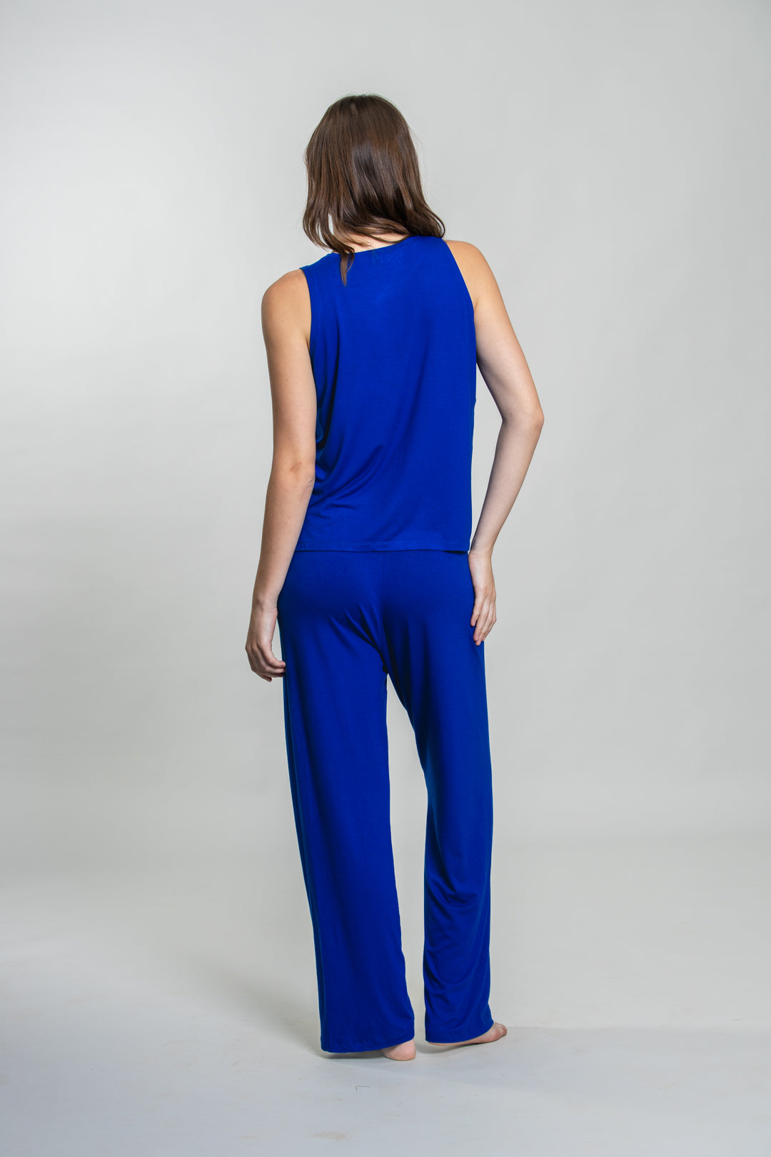 Royal Blue Lucy Butter-Soft Cotton Knit Women's Sleeveless Pajama Set