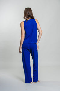 Royal Blue Lucy Butter-Soft Cotton Knit Women's Sleeveless Pajama Set