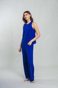 Royal Blue Lucy Butter-Soft Cotton Knit Women's Sleeveless Pajama Set
