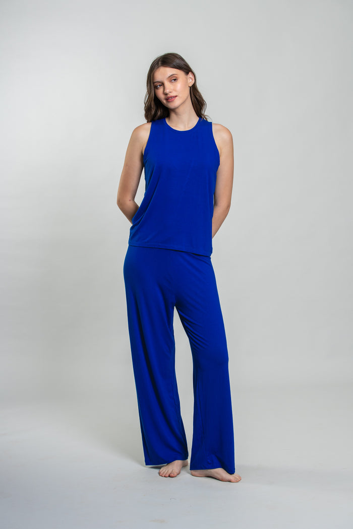 Royal Blue Lucy Butter-Soft Cotton Knit Women's Sleeveless Pajama Set