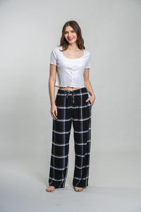 Clara Black Check Cotton Blend Women's Pajama