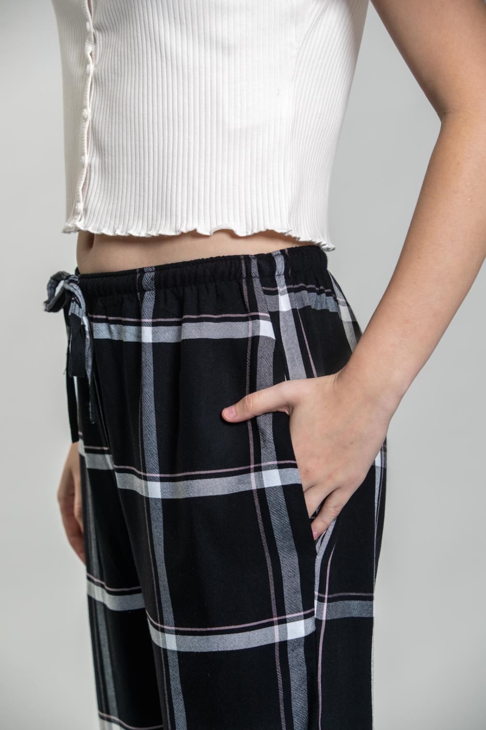 Clara Black Check Cotton Blend Women's Pajama