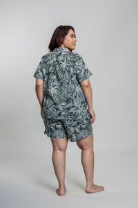 Eden Green Printed Cotton Blend Women's Curve Shorts Set- Half Sleeves