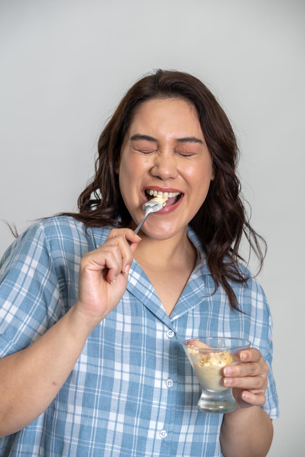 Dusty Blue Checked Soft Cotton Women's Curve Shorts Set - Half Sleeves