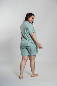 Emily Aqua Soft Cotton Women's Curve Shorts Set