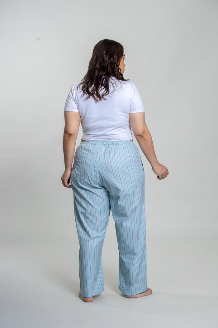 Tiffany Blue Twill Stripe Cotton Women's Curve Pajama