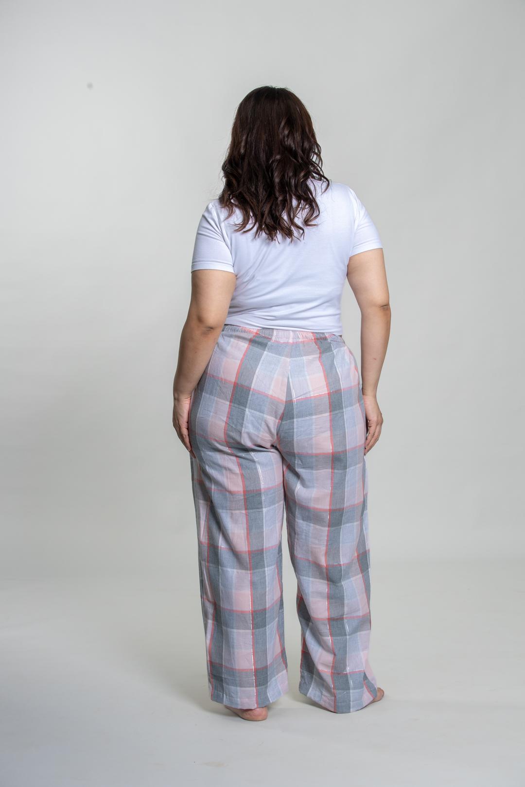 Winter Dusk Lurex Check Cotton Women's Curve Pajama
