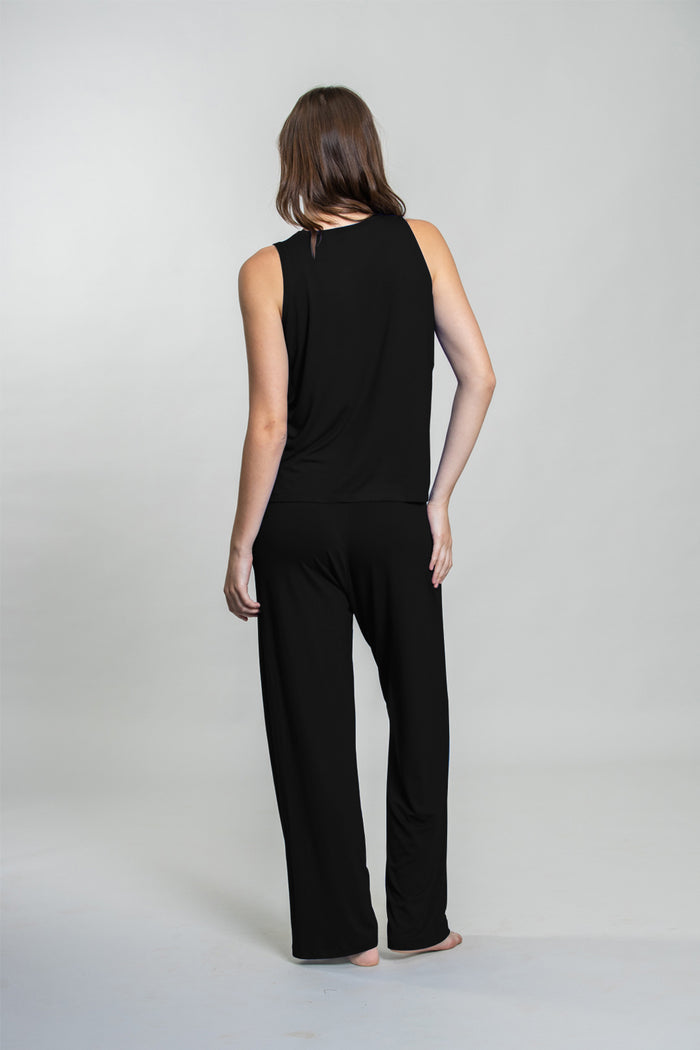 Black Lucy Butter-Soft Viscose Knit Women's Pajama Set - Sleeveless
