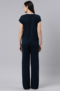 Navy Lucy Butter-soft Cotton Knit Women's Pajama Set