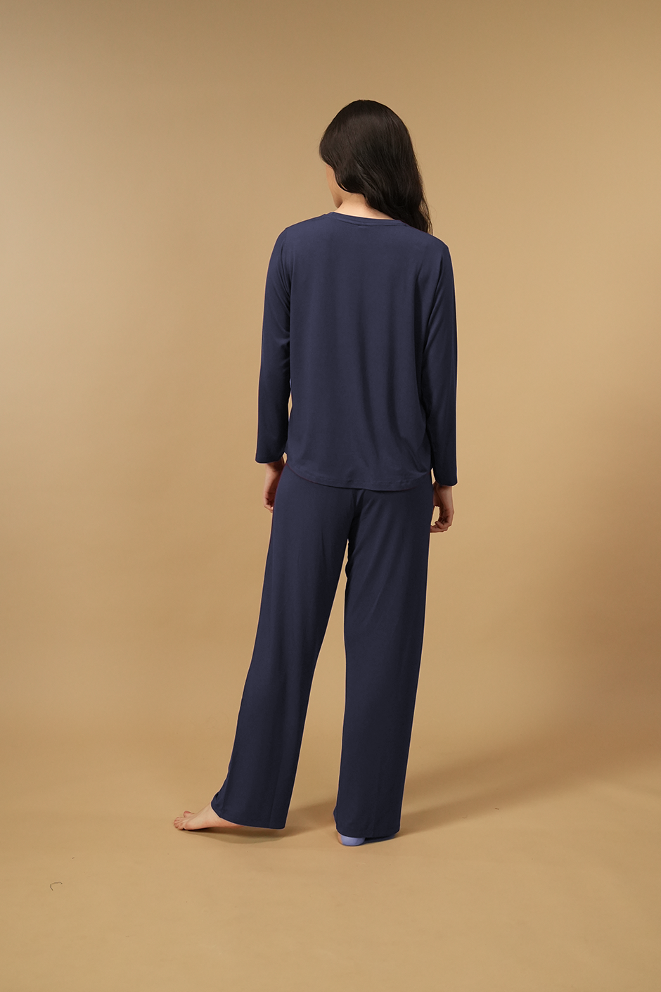 Navy Lucy Butter-Soft Modal Knit Women's Pajama Set- Full Sleeves