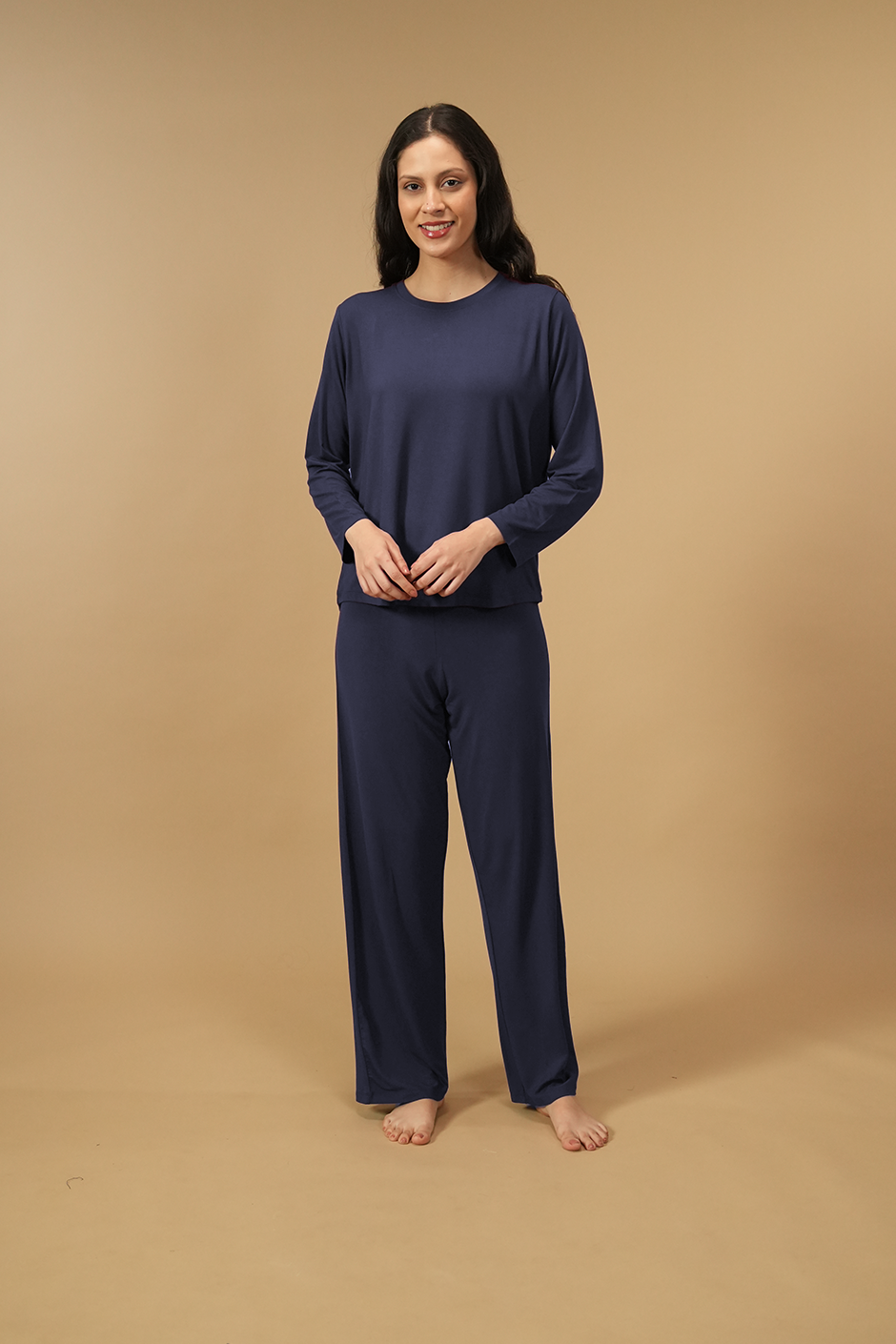 Navy Lucy Butter-Soft Modal Knit Women's Pajama Set- Full Sleeves