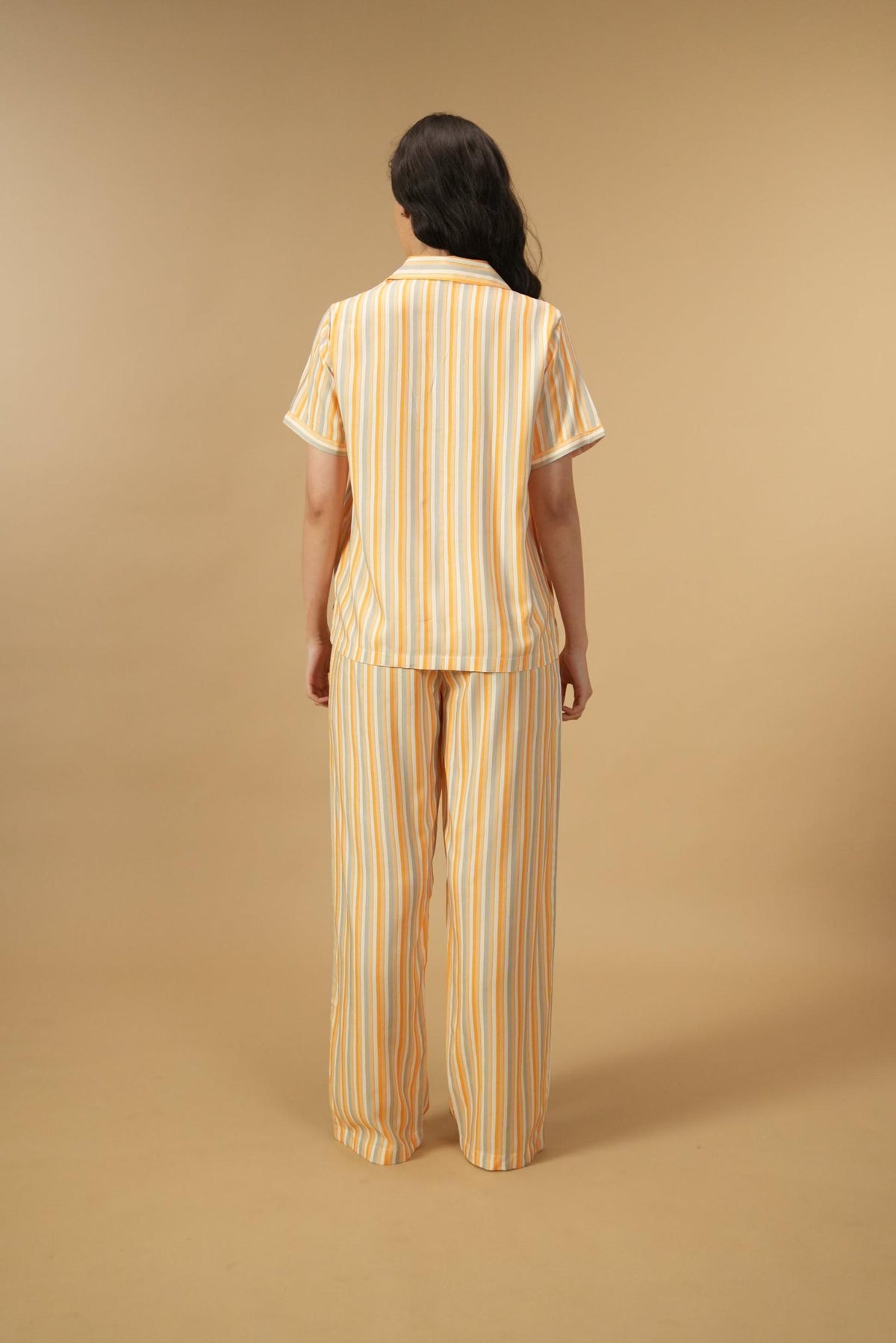 Honey Stripe Viscose Women's Pajama Set - Half Sleeves