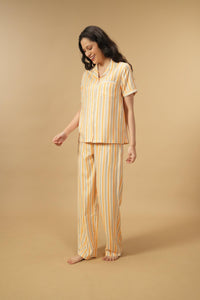 Honey Stripe Viscose Women's Pajama Set - Half Sleeves