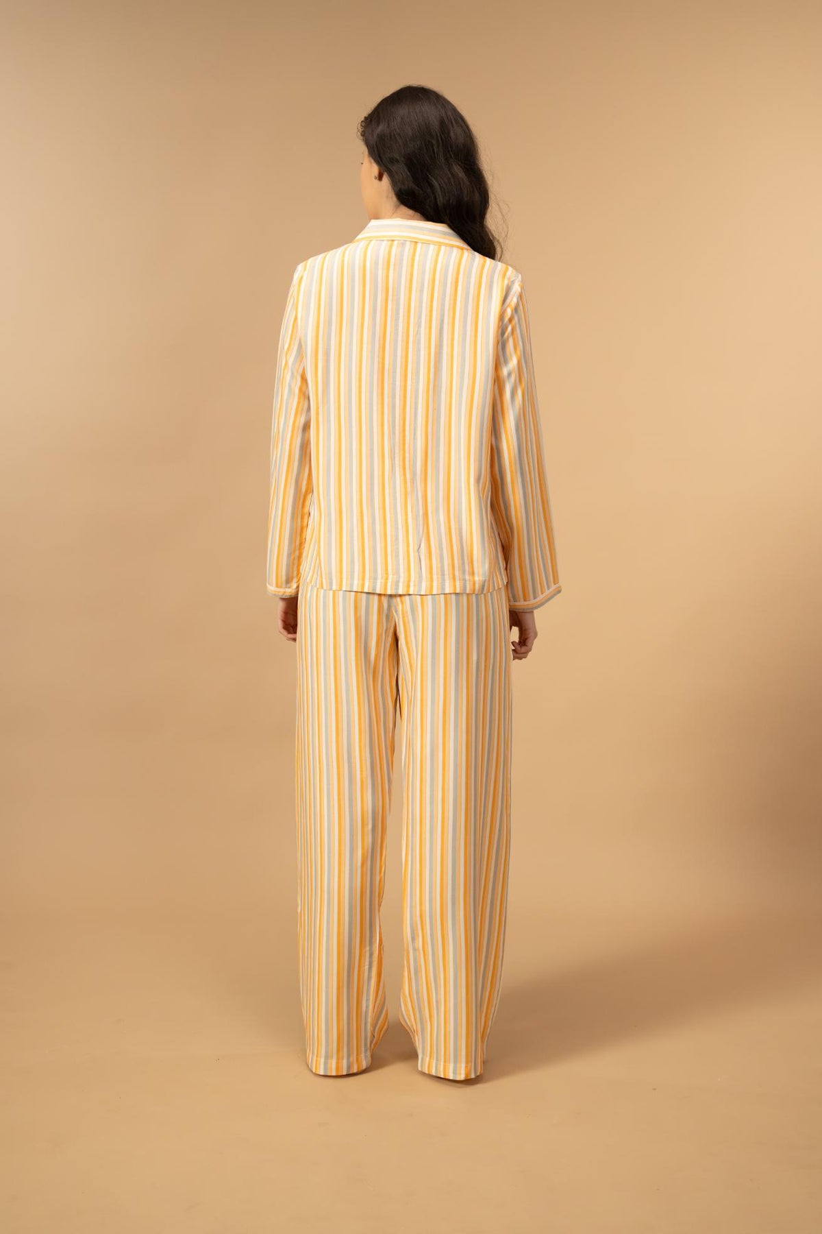 Honey Stripe Viscose Women's Pajama Set - Full Sleeves