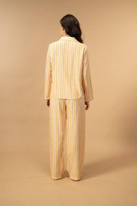 Honey Stripe Viscose Women's Pajama Set - Full Sleeves