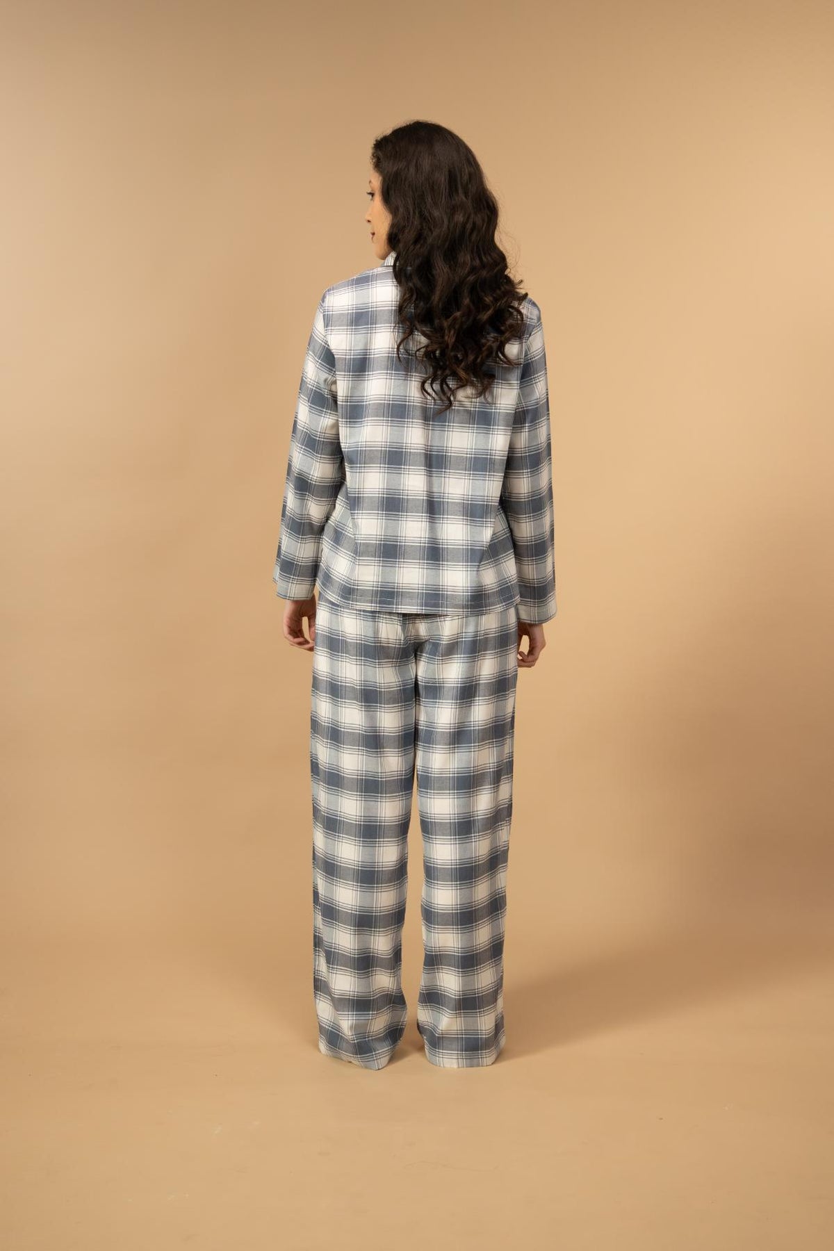 Eva Check Cotton Viscose Women's Pajama Set - Full Sleeves