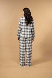 Eva Check Cotton Viscose Women's Pajama Set - Full Sleeves