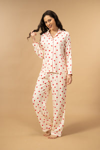 Sweetheart Print Women's Viscose Pajama Set - Full Sleeves