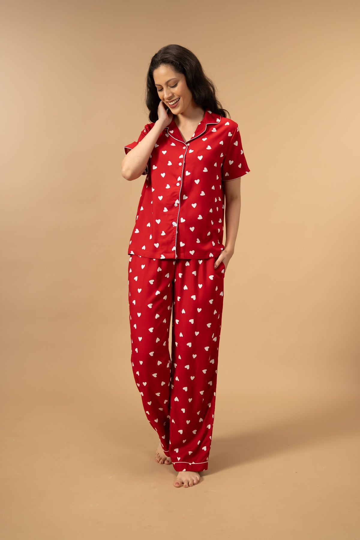Valentina Viscose Women's Pajama Set - Half Sleeves