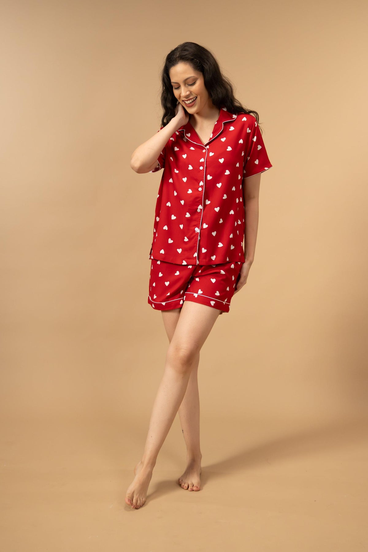 Valentina Viscose Women's Shorts Set - Half Sleeves