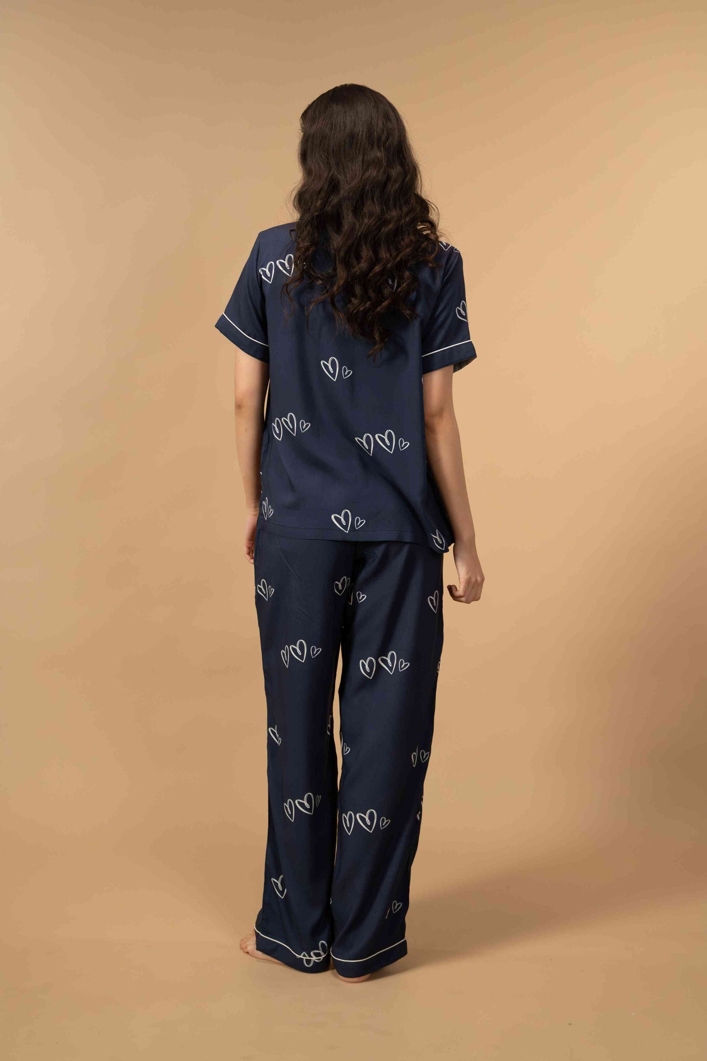 Zoey Heart Viscose Women's Pajama Set - Half Sleeves
