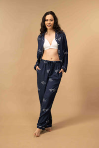 Zoey Heart Viscose Women's Pajama Set - Full Sleeves