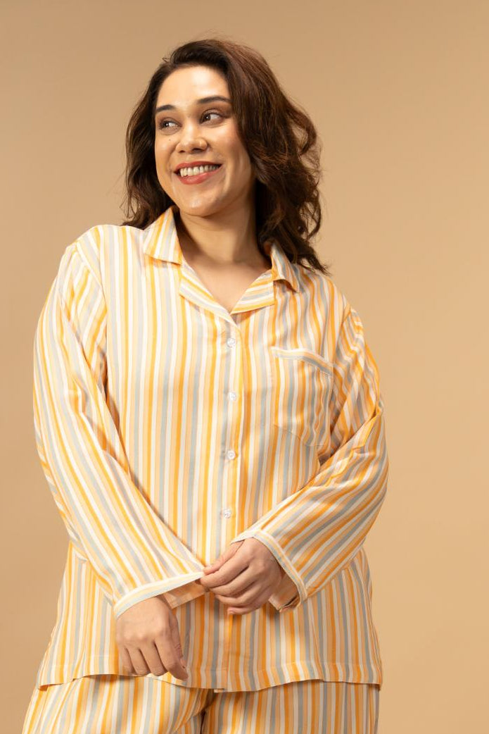 Honey Stripe Women's Viscose Shirt- Full Sleeves