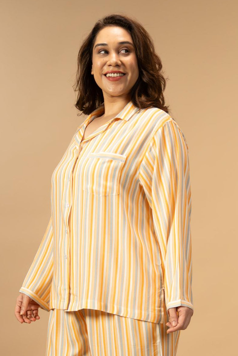 Honey Stripe Women's Viscose Shirt- Full Sleeves