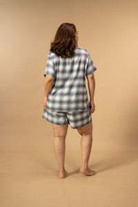 Eva Check Cotton Women's Curve Shorts Set - Half Sleeves