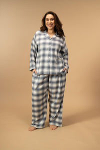 Eva Check Cotton Women's Curve Pajama Set - Full Sleeves
