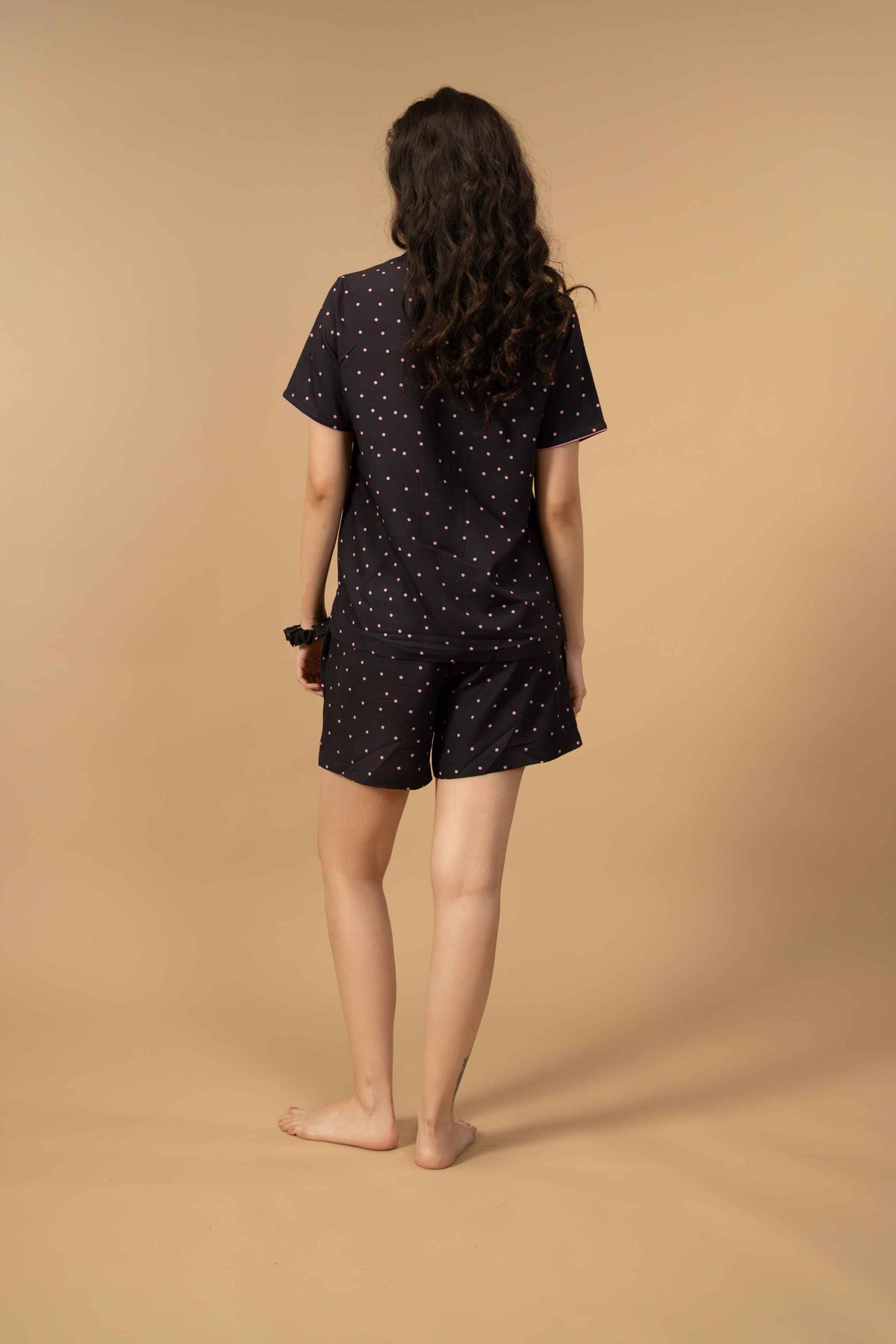 Miley Polka Viscose Women's Shorts Set - Half Sleeves