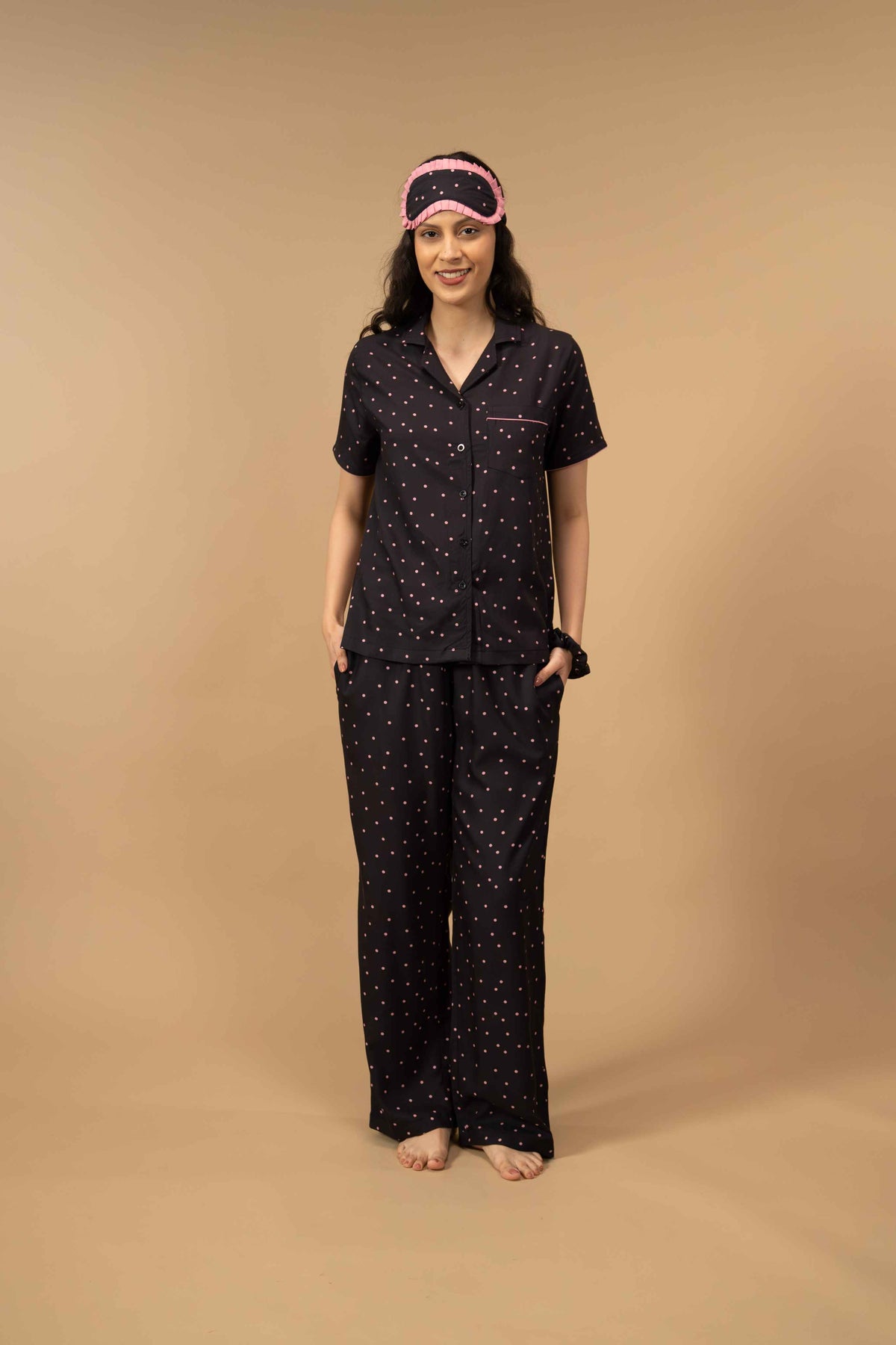 Miley Polka Viscose Women's Pajama Set - Half Sleeves