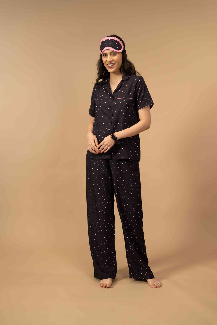 Miley Polka Viscose Women's Pajama Set - Half Sleeves