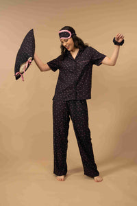 Miley Polka Viscose Women's Pajama Set - Half Sleeves