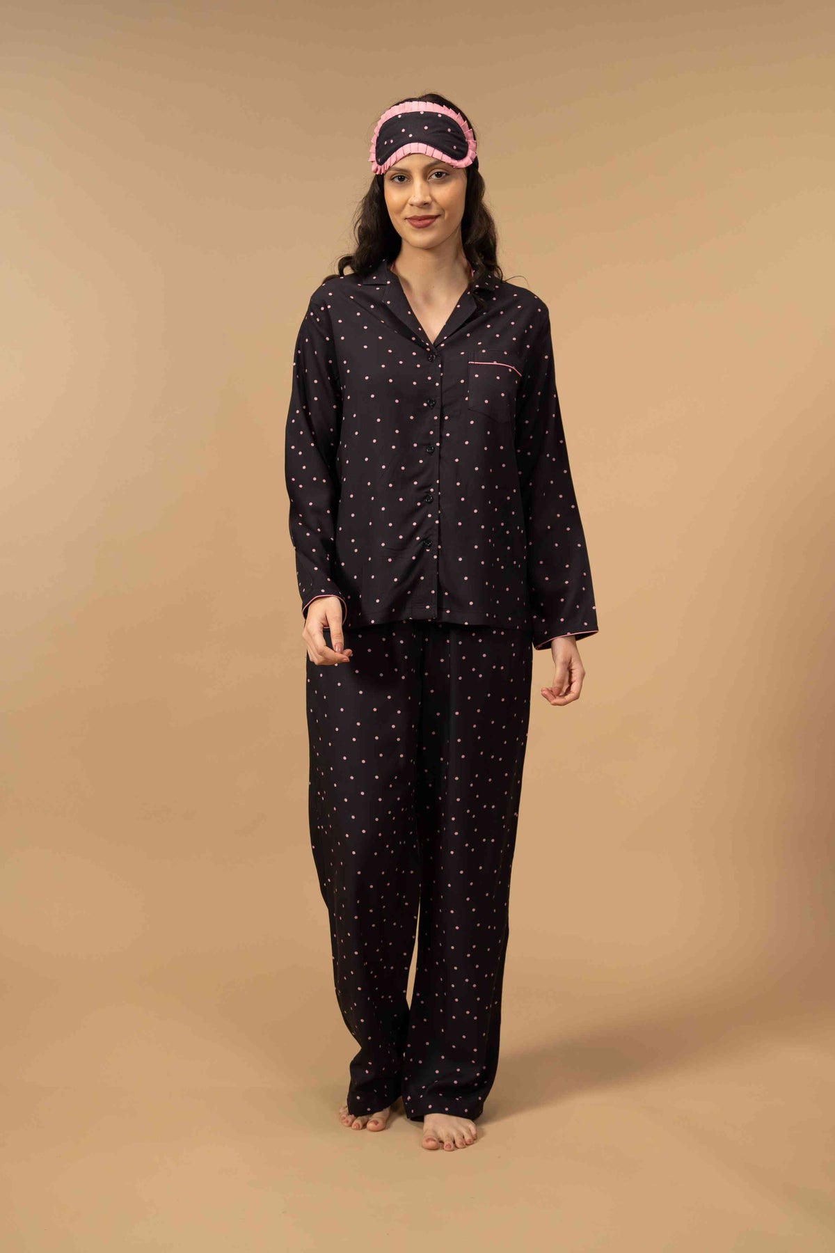 Miley Polka Viscose Women's Pajama Set - Full Sleeves