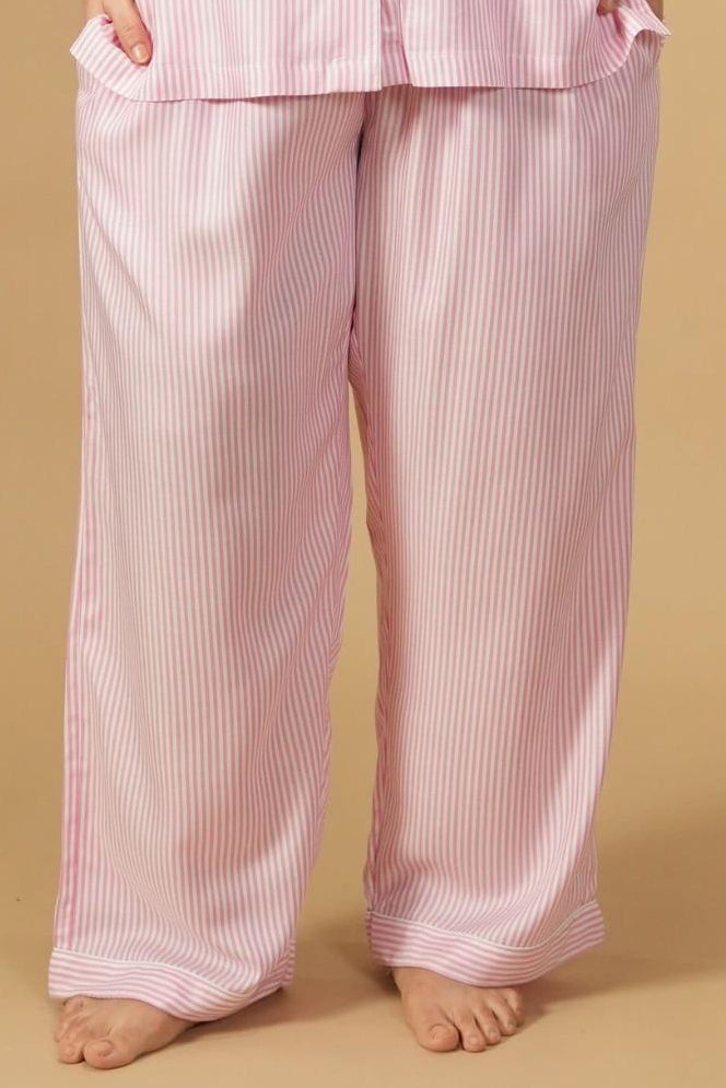 Pink and White Pinstripe Cotton Women's Curve Pajama Only