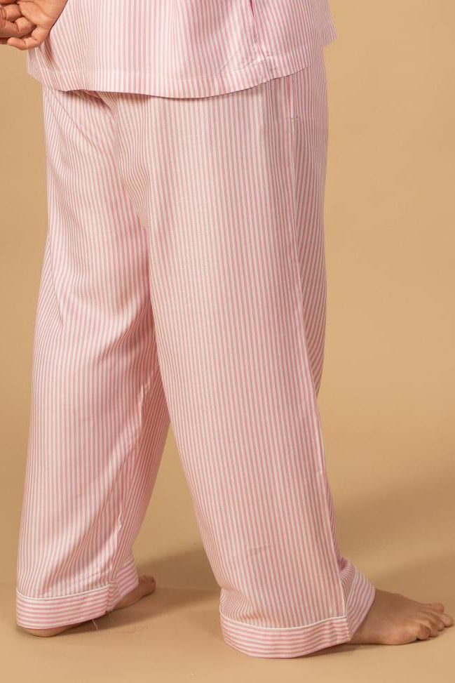 Pink and White Pinstripe Cotton Women's Curve Pajama Only