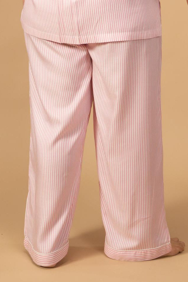 Pink and White Pinstripe Cotton Women's Curve Pajama Only
