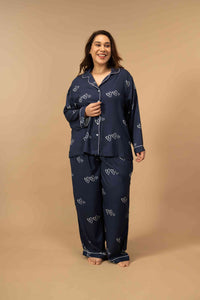 Zoey Heart Viscose Women's Curve Pajama Set - Full Sleeves
