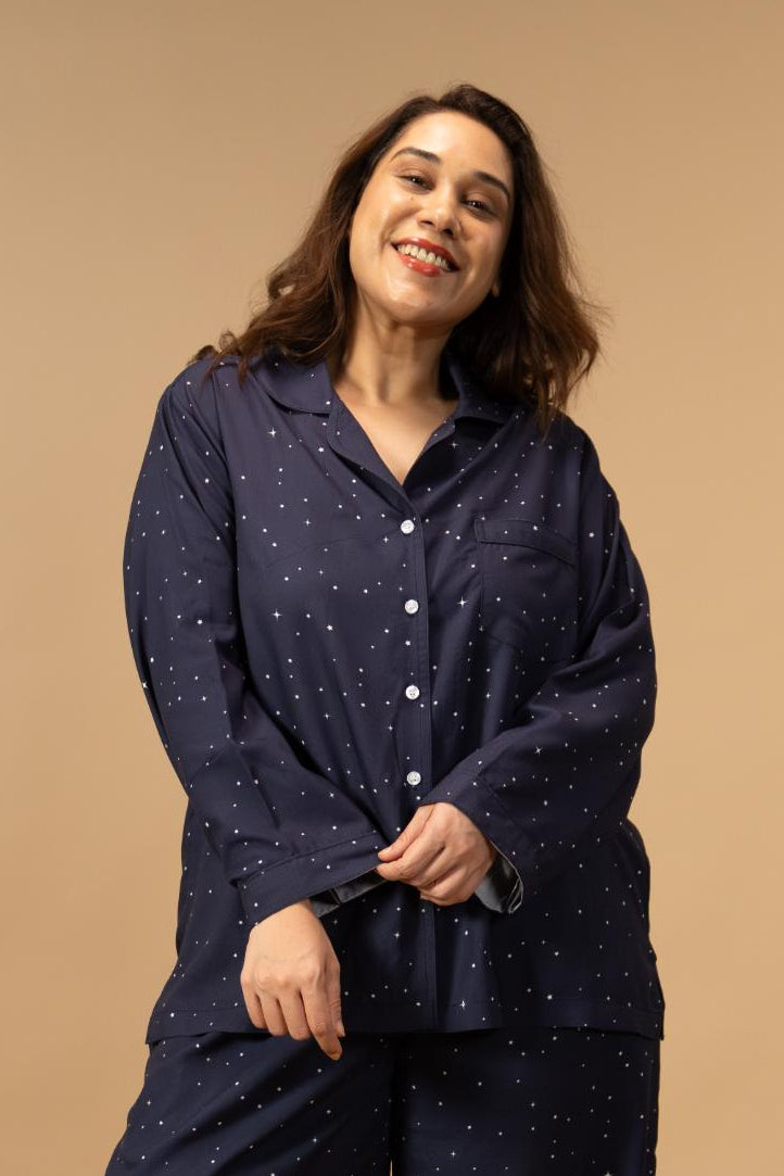 Starlight Blue Women's Viscose Shirt - Full Sleeves