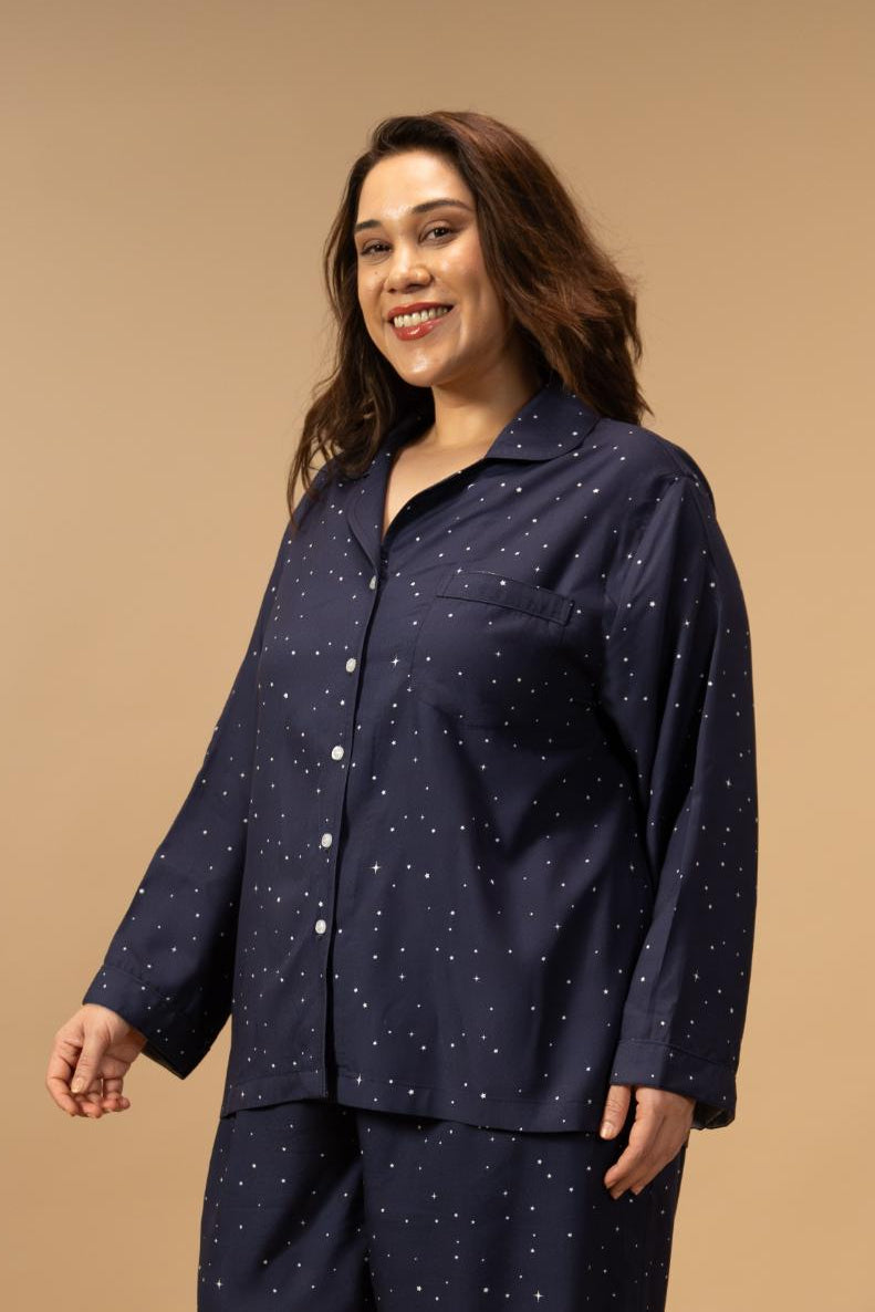 Starlight Blue Women's Viscose Shirt - Full Sleeves
