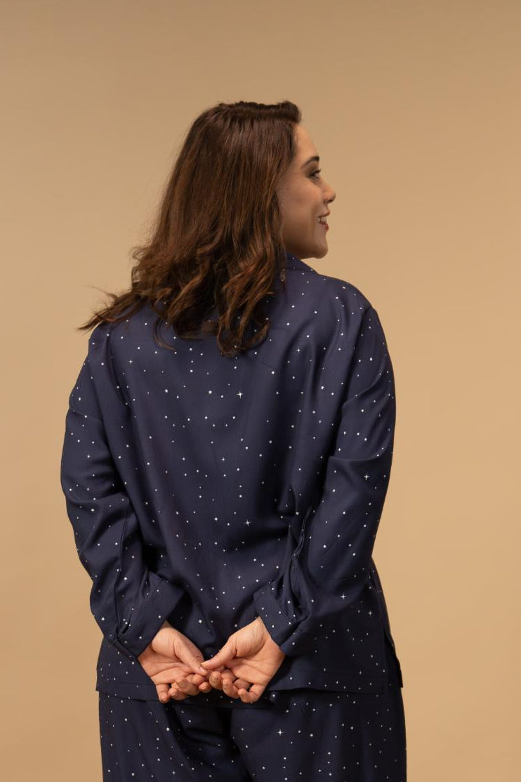 Starlight Blue Women's Viscose Shirt - Full Sleeves