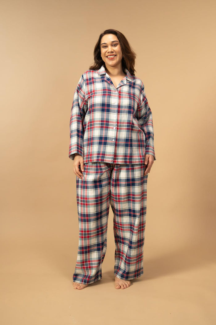 Ellie Cotton Twill Women's Curve Pajama Set - Full Sleeves