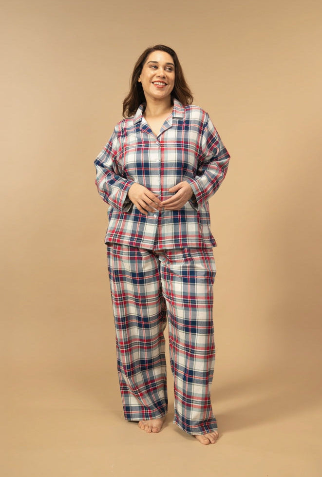 Ellie Cotton Twill Women's Curve Pajama Set - Full Sleeves